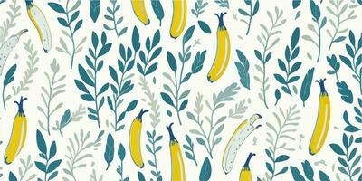 Tropical Whimsy, Cheerful Vector Illustration of Banana Patterns