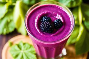 Tasty Blackberry Smoothie. Berrylicious Bliss. Blackberry Smoothie Delight. photo