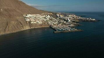 Aerial view of Los Gigantes Cliffs on Tenerife, Canary Islands, Spain. Atlantic coast video