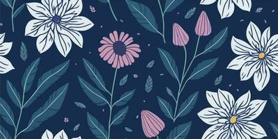 soñador botánica, vector ilustración de romántico floral patrones