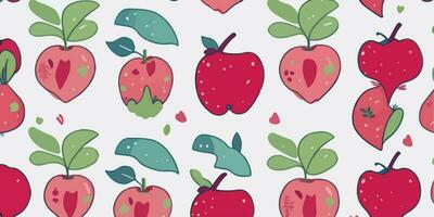 Artistic Flair, Hand-Drawn Apple Patterns on Illustrated Backgrounds vector