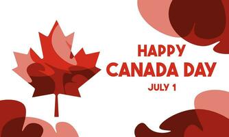 Happy canada day banner with fluid wavy red maple on white background vector