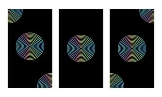 resumen negro antecedentes conjunto con vistoso círculos, color abstracción, arco iris rayas, colores en negro fondo, de colores lapices y pinturas, arcoíris, arco iris abstracción, arco iris raya estilo vector