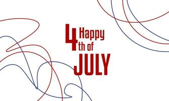 happy 4th of july banner with line art on white background. Vector illustration