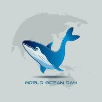 World oceans day design with Whale in underwater ocean vector