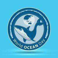 World oceans day design with Whale in underwater ocean vector