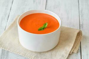 Tomato soup closeup photo