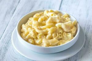 Portion of macaroni and cheese photo