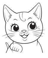 Cute Cartoon Cat vector Illustration, Cat Coloring page for kids and adults. Print design, t-shirt design, tattoo design, mural art, cat mascot