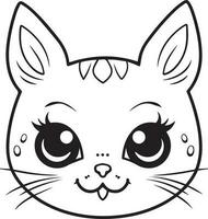 Cute Cartoon Cat vector Illustration, Cat Coloring page for kids and adults. Print design, t-shirt design, tattoo design, mural art, cat mascot