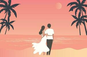 Loving couple hugging on the beach vector