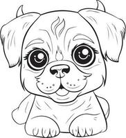 Cute Puppy dog illustration, dog coloring page for kids and adults, puppy mascot logo, puppy vector design