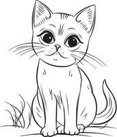linda dibujos animados gato vector ilustración, gato colorante página para niños y adultos gato vector logo, camiseta diseño, tatuaje diseño, mural arte, gato mascota