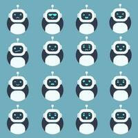 Cute robot head avatar collection set. Chat bot emoticon with different faces. for sticker graphic design poster and icon vector
