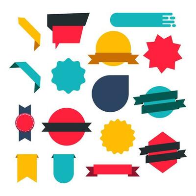 set collection of label tags ribbon element template for discount promo