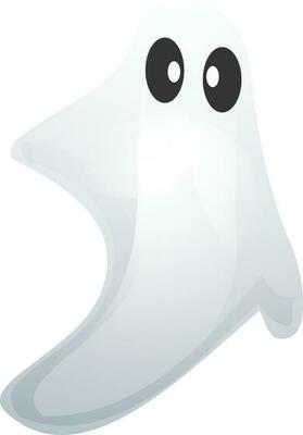Flat illustration of a white ghost, Halloween concept.