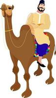 Muslim man riding on camel. vector