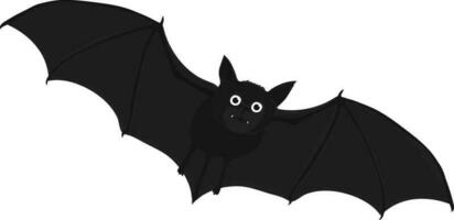 Black illustration of scary flying bat. vector