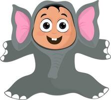 Cute baby dressed like an elephant. vector