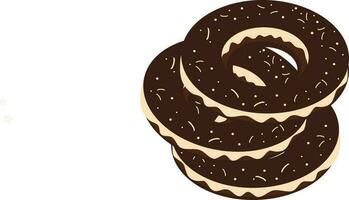 Illustration of chocolate donuts in brown color. vector