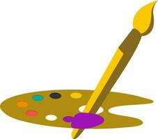 Flat style icon of a paint brush with palette. vector