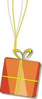 Orange color hanging gift box icon. vector