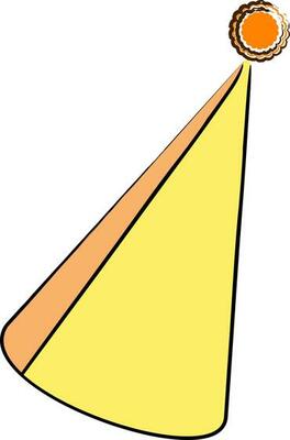 Illustration of a yellow party hat in flat style.