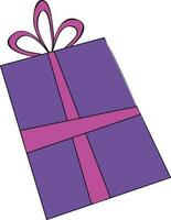 plano estilo púrpura regalo caja. vector