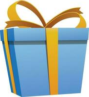 Blue gift box with yellow ribbon bow. vector