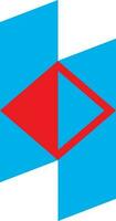 Red and blue houzz in flat style. vector