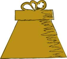 Isolated golden gift box with bow. vector