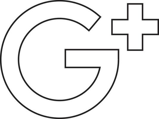 Black line art google plus on white background.