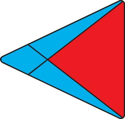 Red and blue play store in flat style.
