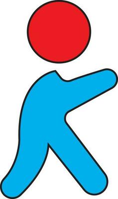 Red and blue aim logo on background.