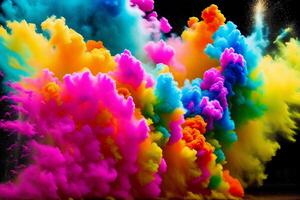 A beautiful Color Powder Explosion. A Color Powder Explosion of Vibrant Energy. Copy space. photo
