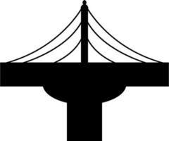Icon of a modern bridge isolated in black color. vector