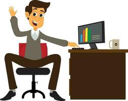 Business man with computer. vector