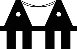 Flat icon of brige in black color. vector