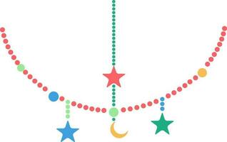 Flat style decorative element with stars and moon. vector