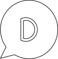 Black line art disqus logo in flat style. vector