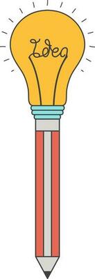 Flat icon of pencil and light bulb for a new business idea.