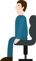 dibujos animados personaje de un empresario sentado en silla. vector