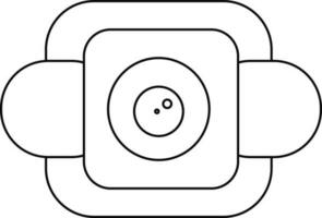 Black line art illustration of a digital camera icon. vector