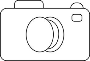 Black line art illustration of a photographic camera. vector