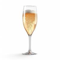 Sparkling wine on a white background. Alcoholic drink, glass of champagne. Place for text. . photo