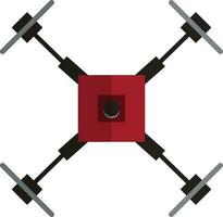 Black and red drone camera on white background. vector