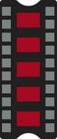 Red and black film strip in flat style. vector