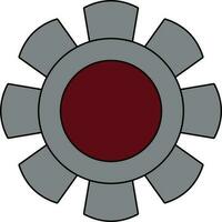 Camera settings grey and brown cogwheel in black line art. vector