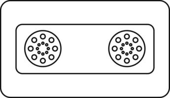 Audio cassette in black line art illustration. vector