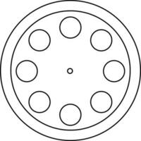 Black line art illustration of a round film reel. vector